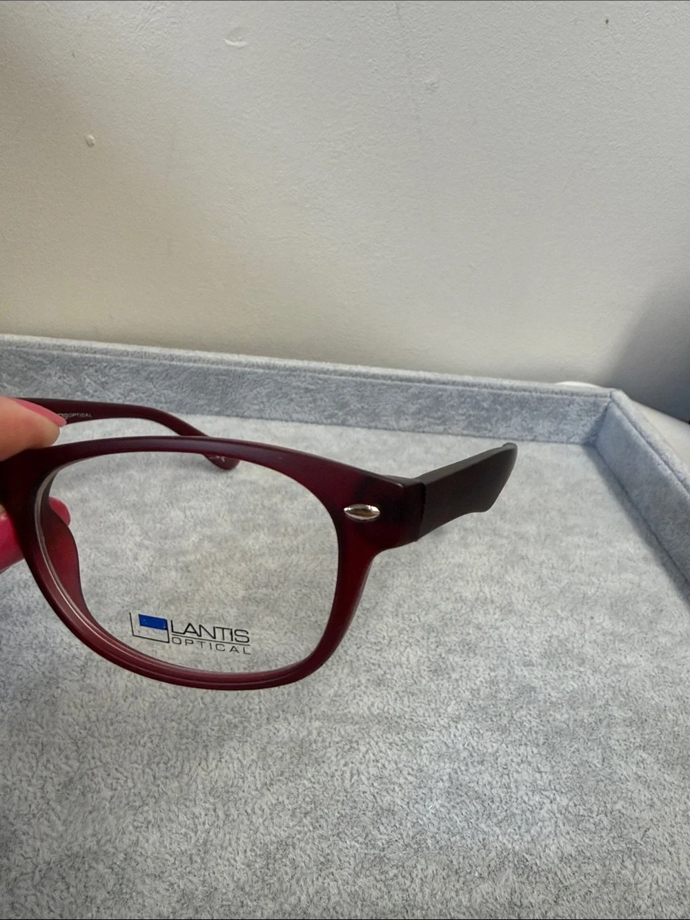 NWOT Lantis Optical L6018 Burgundy Plastic Full-Rim Oval Glasses Eyesize 52